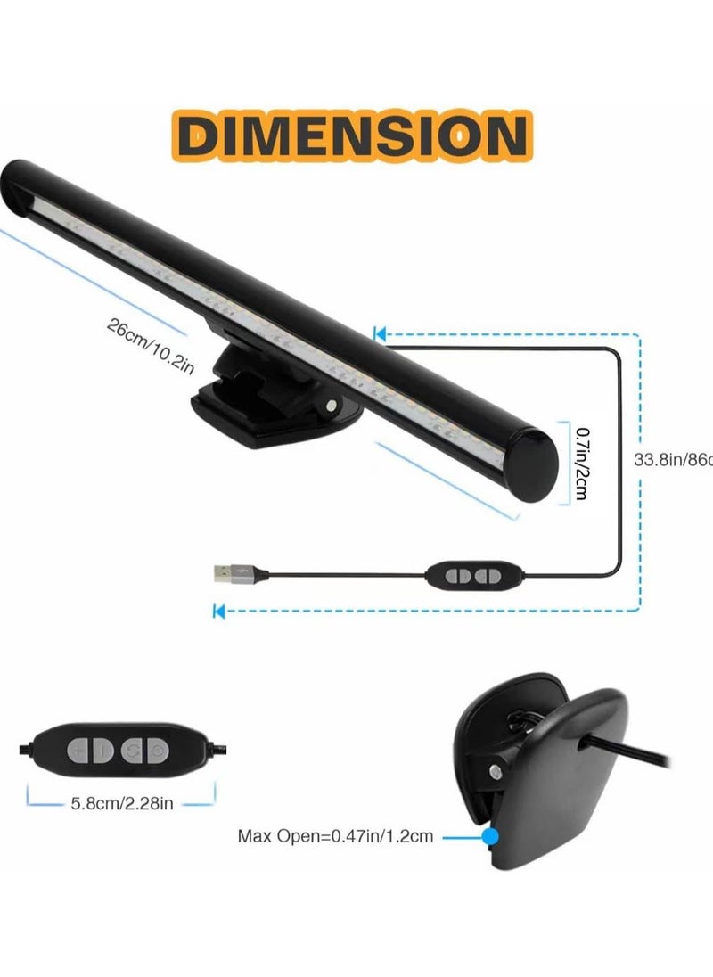 Laptop Monitor Light Bar with USB Connection, e-Reading LED Task Lamp, 3 Color Temperature Settings, 10 Levels of Brightness Adjustment, No Glare on The Screen, Saves Space