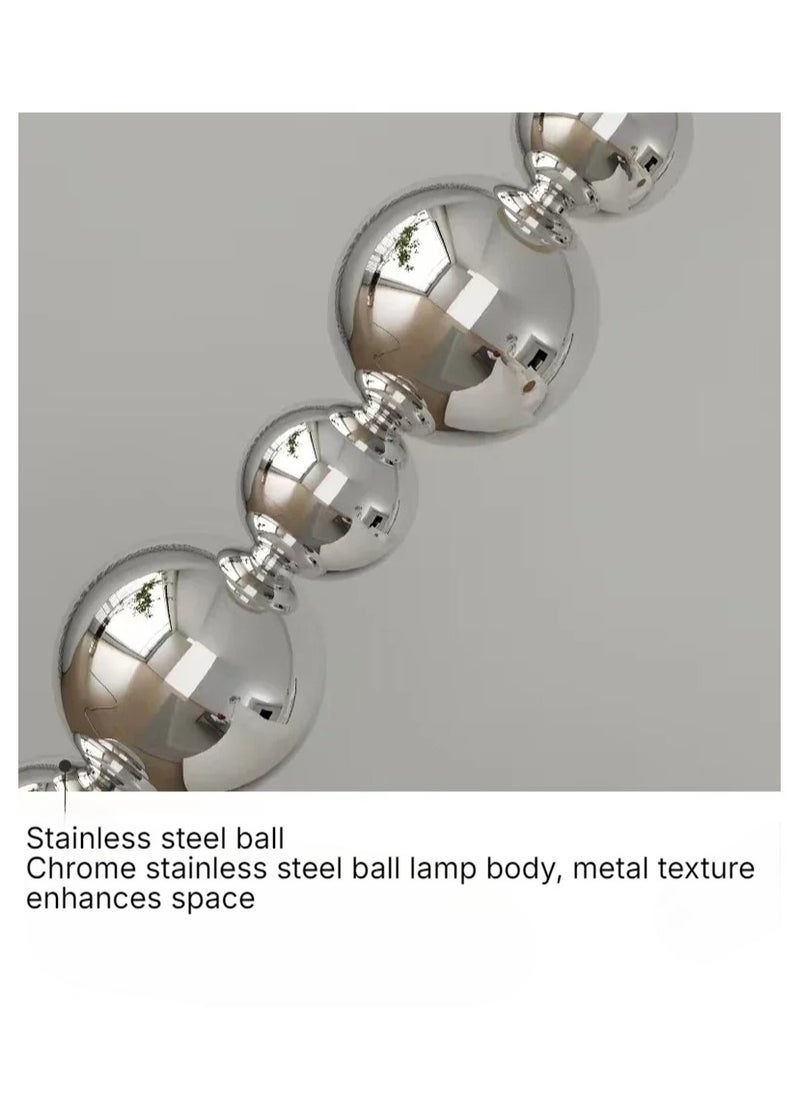 Chrome Ball Floor Lamp with Black Fabric Lampshade Decorative Tall Standing Light for Living Room Bedroom or Office Sturdy Base Floor Light for Contemporary Home Décor