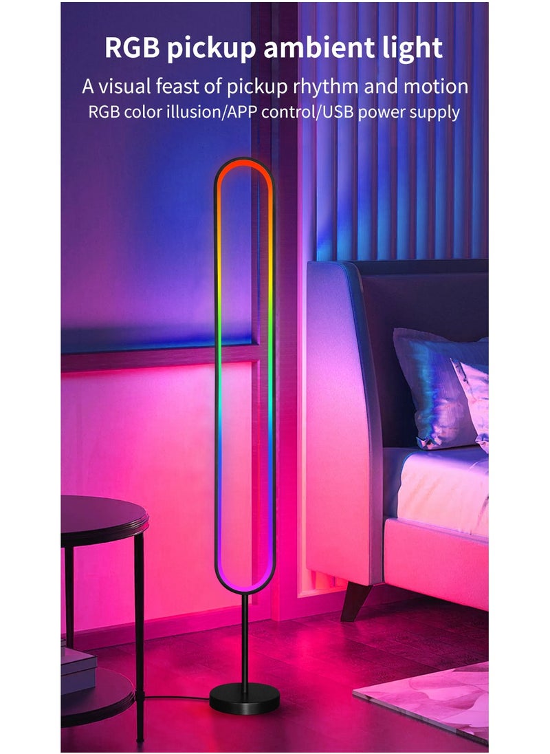 U-Shape LED Corner Floor Lamp | 10W Color Changing Lamp,Sleek Minimalist Design, Dimmable RGB Color Changing, with APP and Remote Control, Music Sync Mode, Ambient Lighting for Living Room, Gaming R