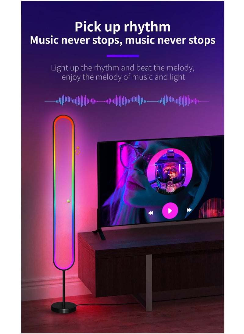 U-Shape LED Corner Floor Lamp | 10W Color Changing Lamp,Sleek Minimalist Design, Dimmable RGB Color Changing, with APP and Remote Control, Music Sync Mode, Ambient Lighting for Living Room, Gaming R