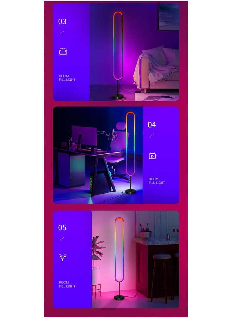 U-Shape LED Corner Floor Lamp | 10W Color Changing Lamp,Sleek Minimalist Design, Dimmable RGB Color Changing, with APP and Remote Control, Music Sync Mode, Ambient Lighting for Living Room, Gaming R