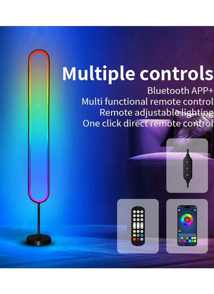 U-Shape LED Corner Floor Lamp | 10W Color Changing Lamp,Sleek Minimalist Design, Dimmable RGB Color Changing, with APP and Remote Control, Music Sync Mode, Ambient Lighting for Living Room, Gaming R