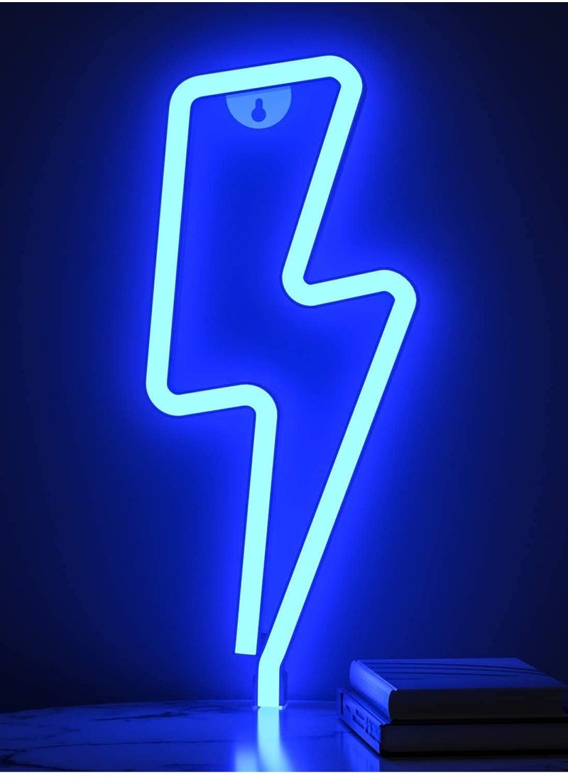 Led Lightning Bolt Neon Sign Decor Light, Blue