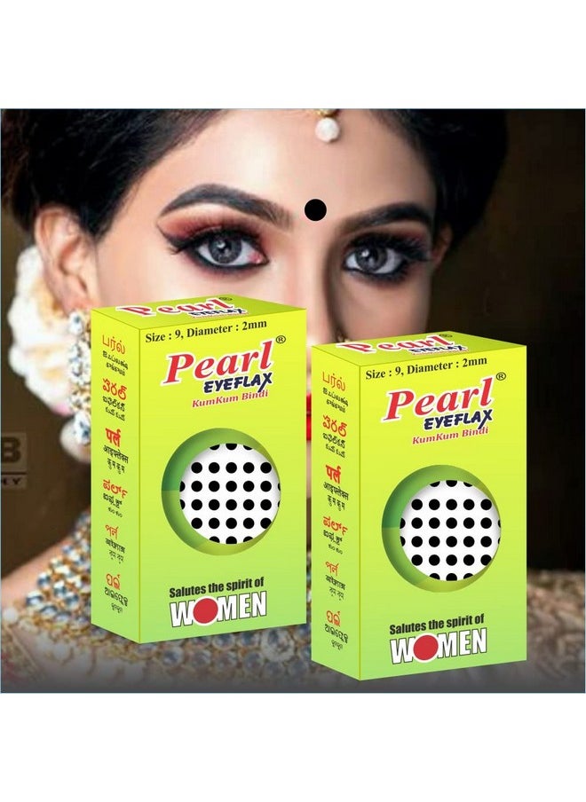 Kumkum Bindi Black Round Pack Of 2 With 15 Flaps Each Box (Size 9 Diameter 2Mm, Black Round)