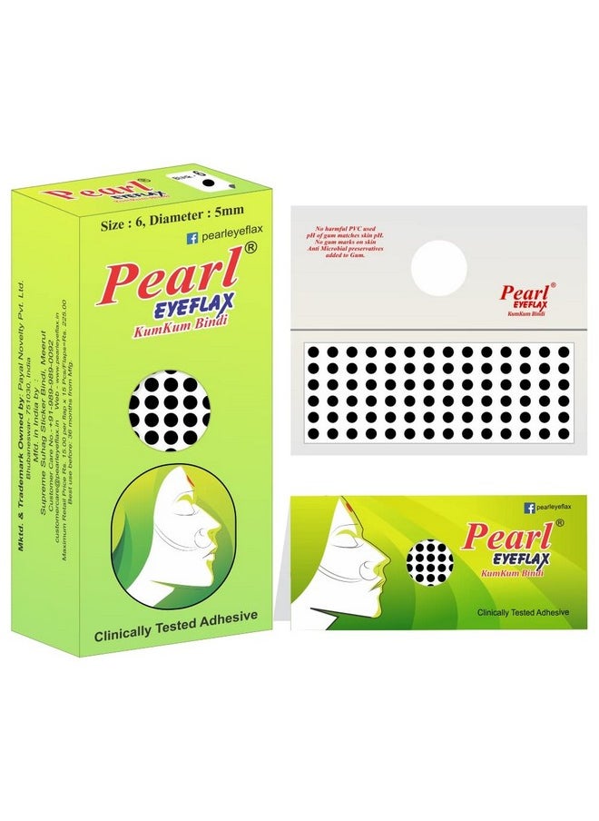 Velvet Kumkum Bindi With 15 Flaps Each Box - Self Adhesive, Reusable For Women Ladies Girls Pack 2 (Black Round, Size 6, Diameter 5Mm)