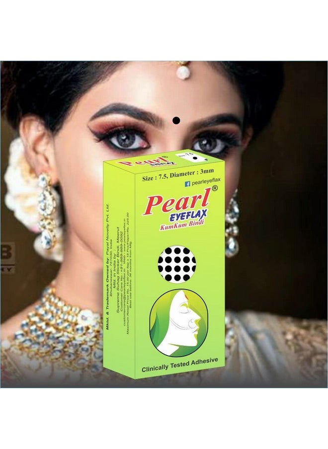 Velvet Kumkum Bindi With 15 Flaps Each Box - Self Adhesive, Reusable For Women Ladies Girls Pack 2 (Black Round, Size 7.5, Diameter 3Mm)
