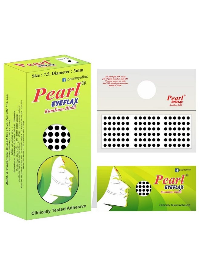 Velvet Kumkum Bindi With 15 Flaps Each Box - Self Adhesive, Reusable For Women Ladies Girls Pack 2 (Black Round, Size 7.5, Diameter 3Mm)