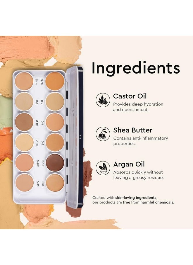 C2P Pro Foundation For Face Makeup, Ultra Hd 12 In 1 Camouflage Concealer Corrector Palette | Waterproof, Long Lasting & High Coverage For Oily Skin | Dermashield Cream Base Makeup Palette - 42G