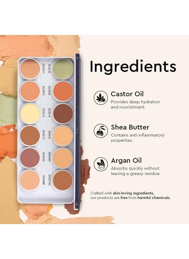 C2P Pro Foundation For Face Makeup, Ultra Hd 12 In 1 Camouflage Concealer Corrector Palette | Waterproof, Long Lasting & Full Coverage For Oily Skin | Dermashield Must Have Makeup Palette - 42G