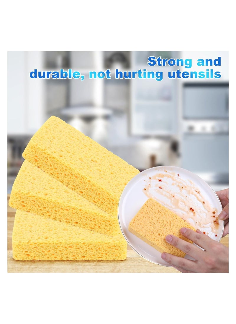 10 Pcs Compressed Cellulose Car Wash Sponges - Natural Wood Pulp Absorbent Scrub Sponges for Kitchen, Bathroom u0026 Dish Cleaning, Eco-Friendly u0026 Durable