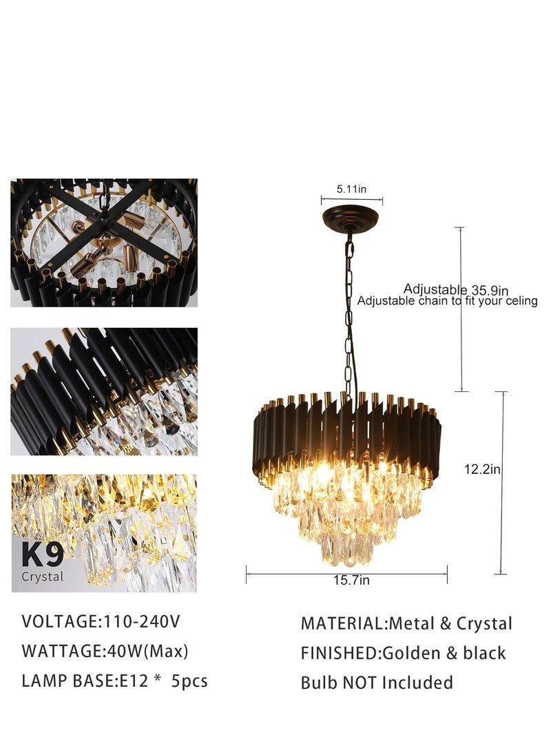 Crystal Chandelier Post-modern European Ceiling Lamp Faznova Chandelier | Latus Nordic Crystal Chandelier | Chandelier Post-Modern Simple Living Room Lamp (750 * 16) (3 Tier)