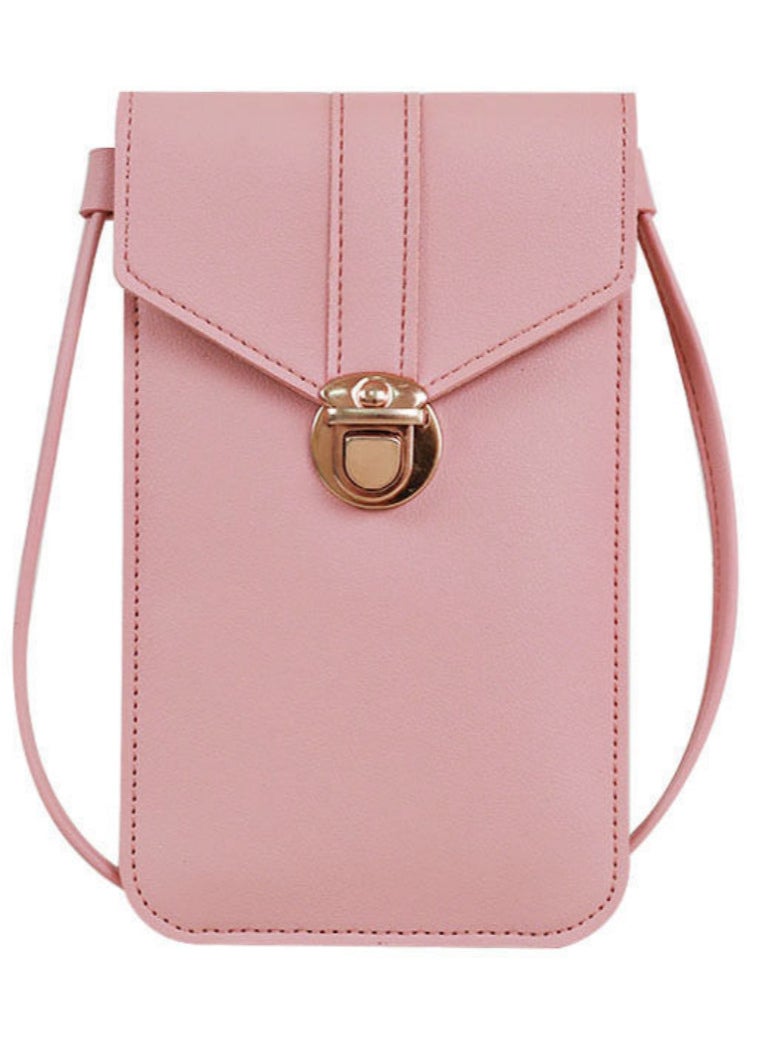 Stylish Pink Minimalist Phone Small Bag,Back Touch-Screen Function,Pouch