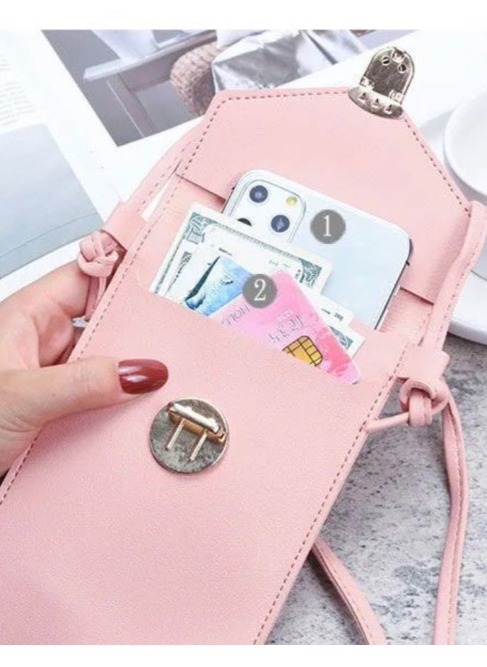 Stylish Pink Minimalist Phone Small Bag,Back Touch-Screen Function,Pouch