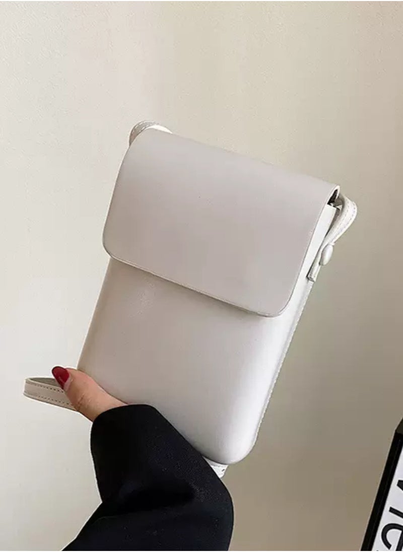 White Fashion Vertical Phone Pouch -Stylish and Versatile Small Bag