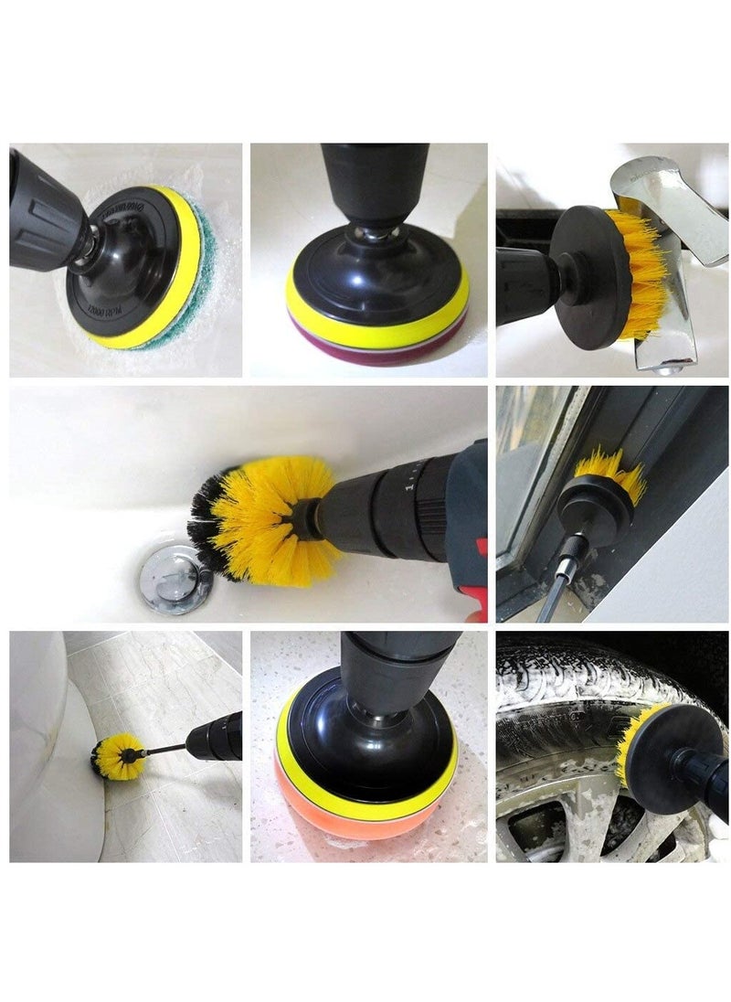 Car's Drill Clean Brush Scrub Pads Kit Power Scouring Pad - Set of 13 Pieces