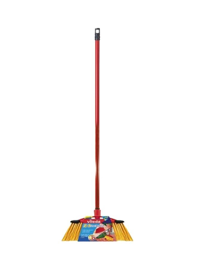 2 in 1 Outdoor Floor Broom With Stick Red/Yellow