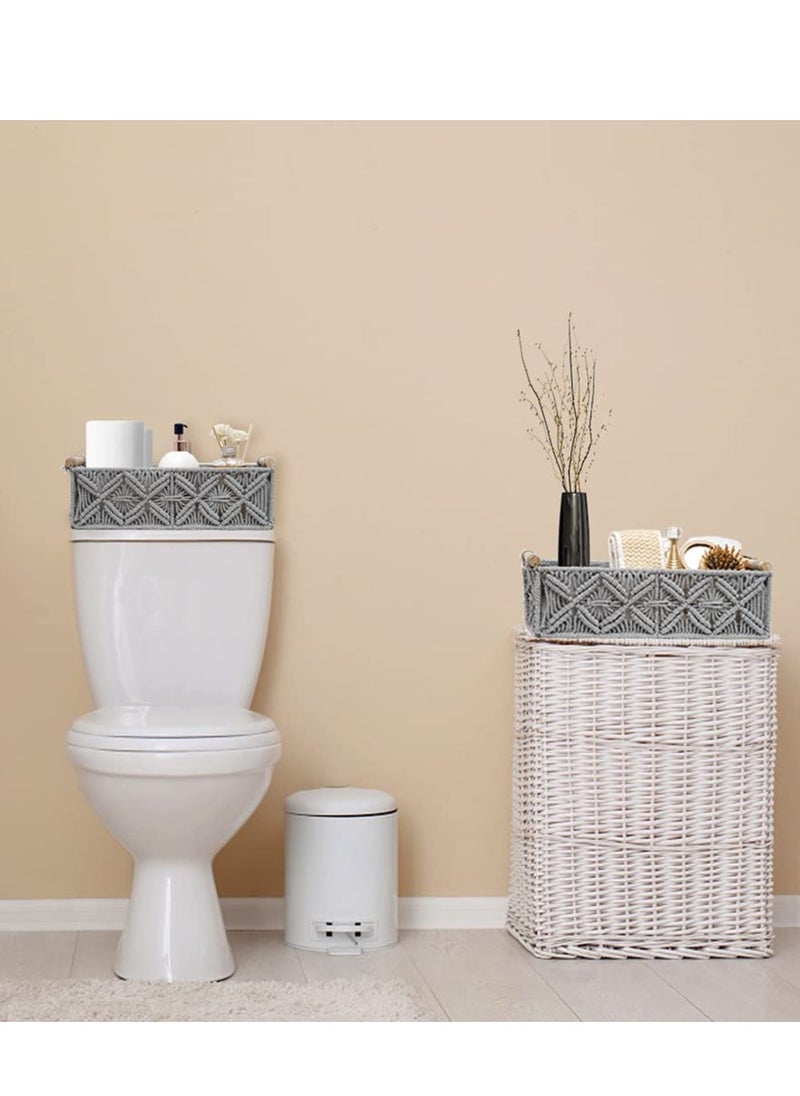 Storage Basket Boho Decor Basket for Organizing Countertop Woven Decor Basket Toilet Paper Basket Top Shelf Basket with Handle Bathroom Decor Bedroom Nursery Living Room Entry