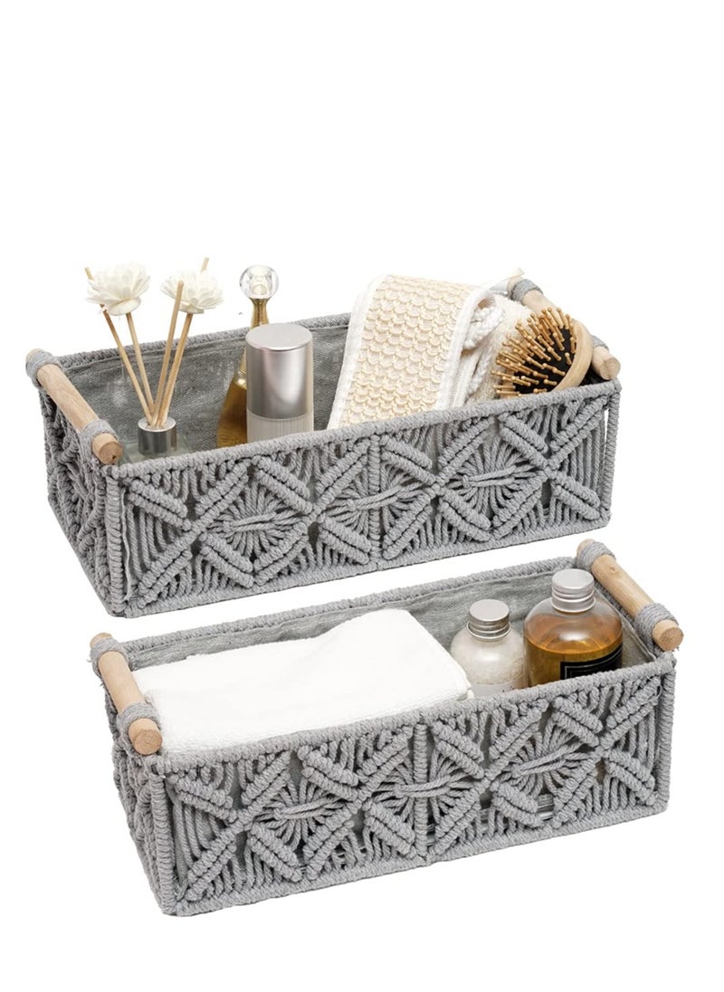 Storage Basket Boho Decor Basket for Organizing Countertop Woven Decor Basket Toilet Paper Basket Top Shelf Basket with Handle Bathroom Decor Bedroom Nursery Living Room Entry