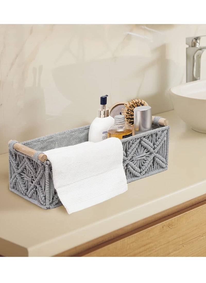 Storage Basket Boho Decor Basket for Organizing Countertop Woven Decor Basket Toilet Paper Basket Top Shelf Basket with Handle Bathroom Decor Bedroom Nursery Living Room Entry