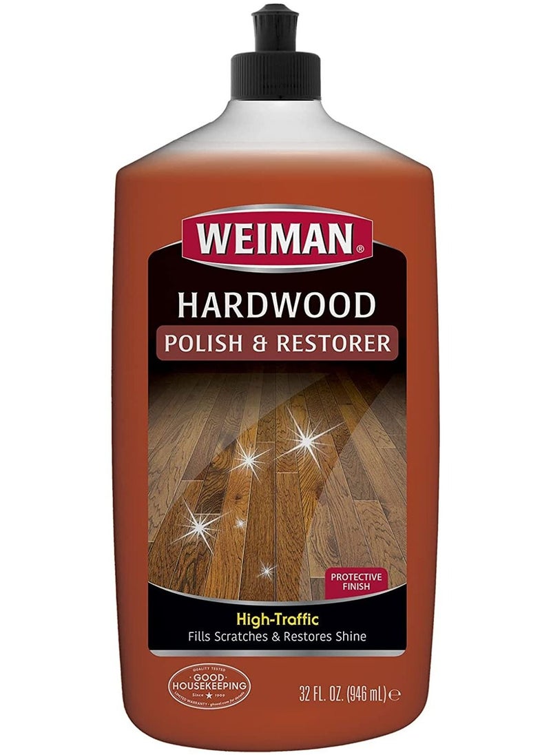 Weiman Hardwood Floor Polish and Restore 32oz High Traffic Hardwood Floor Natural Shine Removes Scratches Leaves Protective Layer