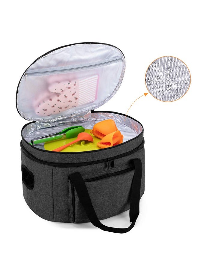 Double Layers Slow Cooker Bag (With A Bottom Pad), Insulated Slow Cooker Carrier Fits For Most 6-8 Quart Oval Slow Cooker, Black (Bag Only)