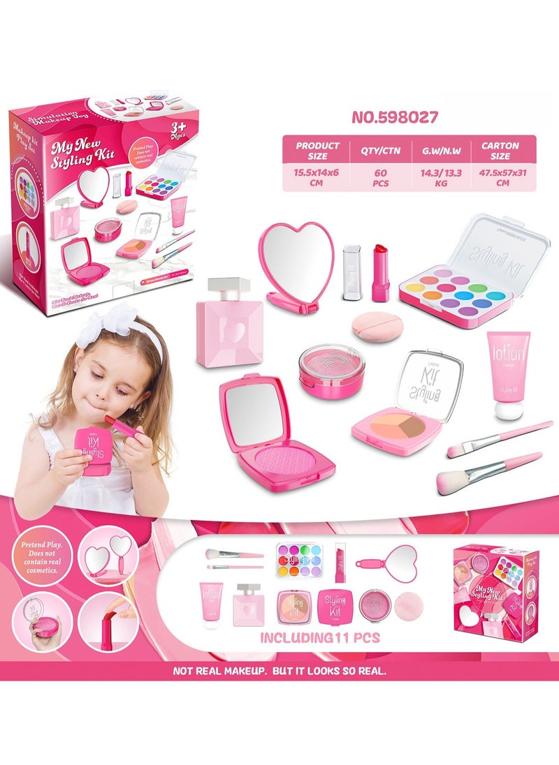 Girls Makeup Set, Pretend Makeup Toys for Toddlers, Makeup Toy Set with Lipstick, Eyeshadow, DIY Accessories, Makeup Toys for Kids, Toddlers and Dress Up Fun, No Smudge (Pink)