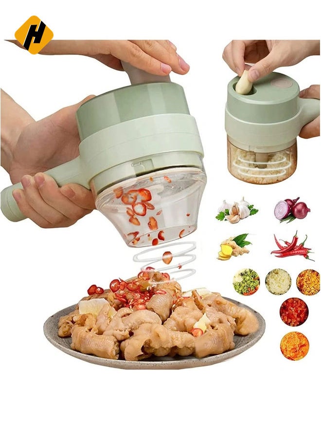 4 in 1 Handheld Electric Food Chopper Wireless Vegetable Cutter Set Vegetable Chopper and Meat grinder with USB Powered for Kitchen Cooking