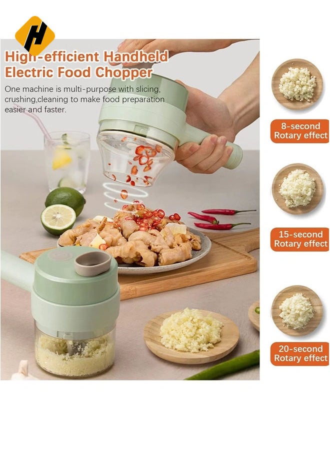 4 in 1 Handheld Electric Food Chopper Wireless Vegetable Cutter Set Vegetable Chopper and Meat grinder with USB Powered for Kitchen Cooking