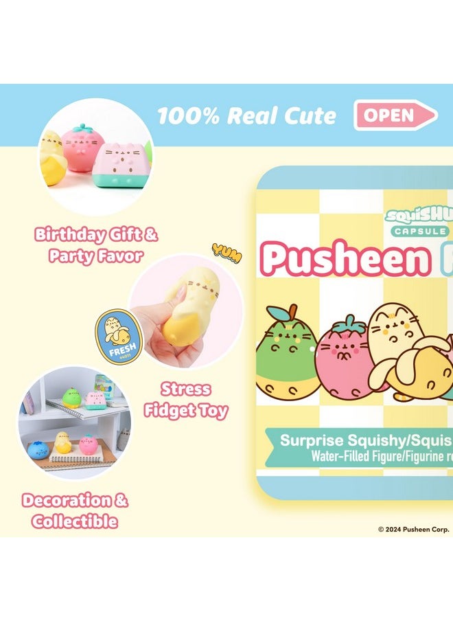 Pusheen The Cat [Surprise Blind Capsule] [Fruits Series] Cute Water Filled Squishy Toy [Birthday Gift Bags, Party Favors, Gift Basket Filler, Stress Relief Toys] (All 5 Styles - 5 Pc.)