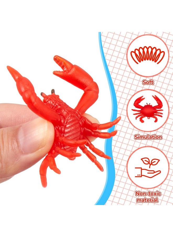 50 Pcs Mini Red Crab/Crawfish Toy Soft Tpr Rubber Fake Crab Models Lifelike Crawfish Decorations For Early Education Teaching Aids, Food Models, Pendants, Party Shooting Props