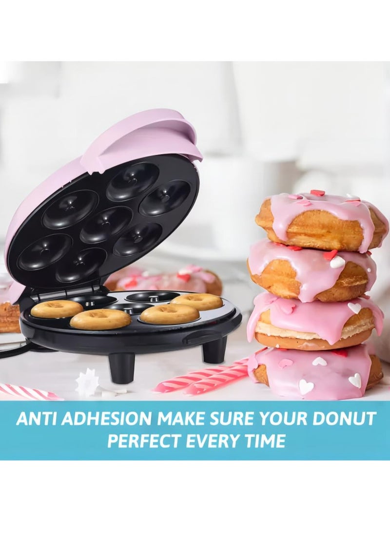 Electric Donut Maker with Non-Stick Surface – Makes 7 Mini Doughnuts, Pancakes u0026 More – Pink