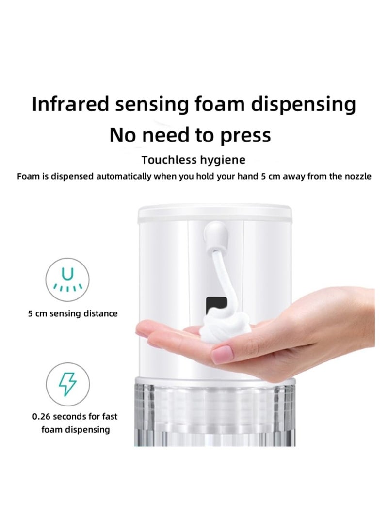 Touchless Automatic Soap Dispenser, Rechargeable Countertop Foam Soap Dispenser, No Need to Touch and Smart Sensors, 3-Mode Glass Mouth Pump Dispenser for Bathroom Kitchen Gadgets