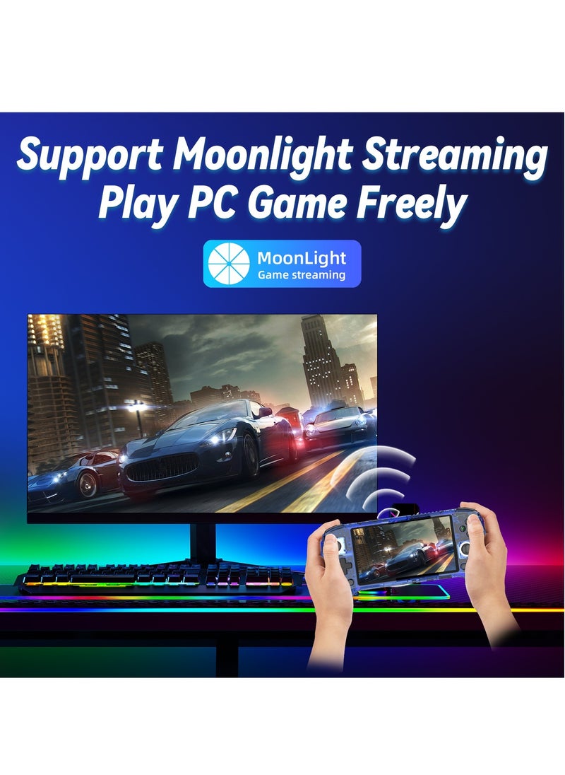 RG556 Handheld Game Console Unisoc T820 Android 13 5.48 inch AMOLED Screen 5500mAh WIFI Bluetooth Retro Video Players (Transparent blue)