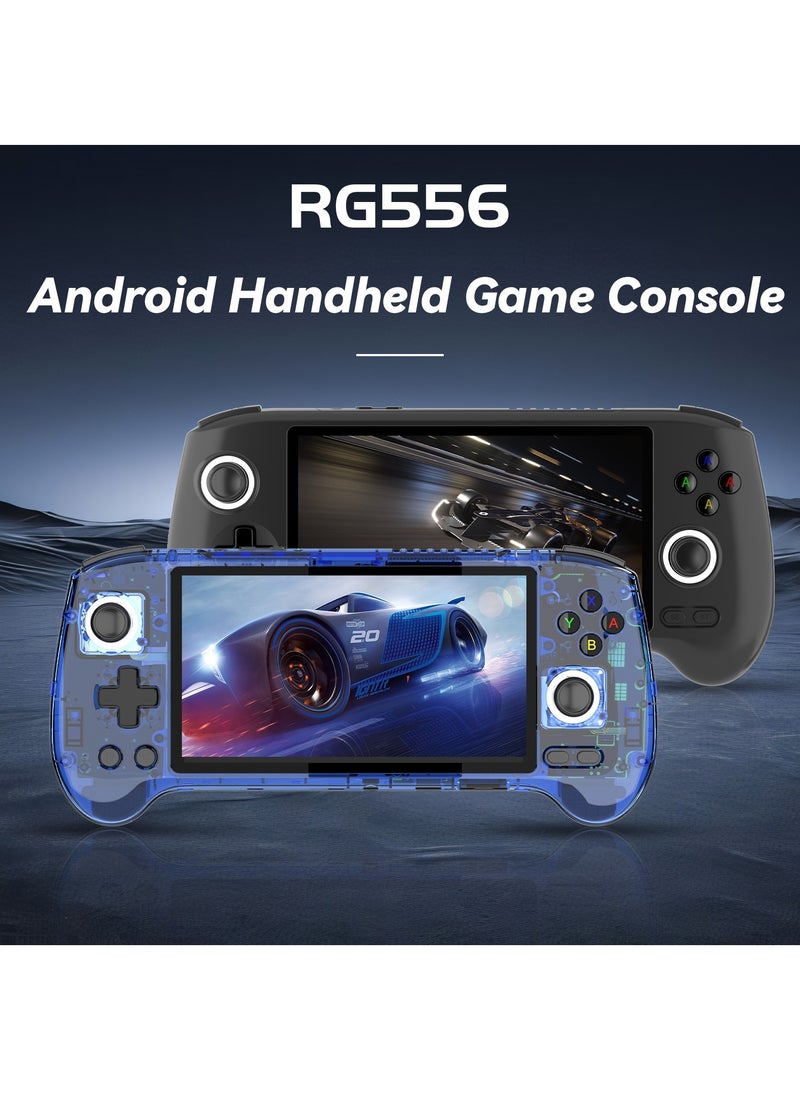 RG556 Handheld Game Console Unisoc T820 Android 13 5.48 inch AMOLED Screen 5500mAh WIFI Bluetooth Retro Video Players (Transparent blue)