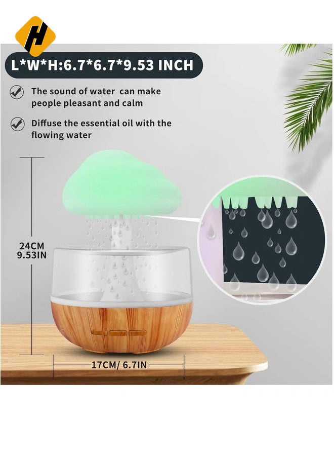 Raining Cloud Night Light Aromatherapy Essential Oil Diffuser Micro Humidifier Desk Fountain Bedside Sleeping Relaxing Mood Water Drop Sound