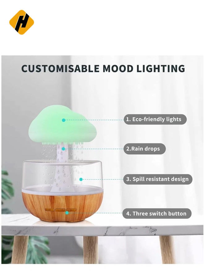 Raining Cloud Night Light Aromatherapy Essential Oil Diffuser Micro Humidifier Desk Fountain Bedside Sleeping Relaxing Mood Water Drop Sound