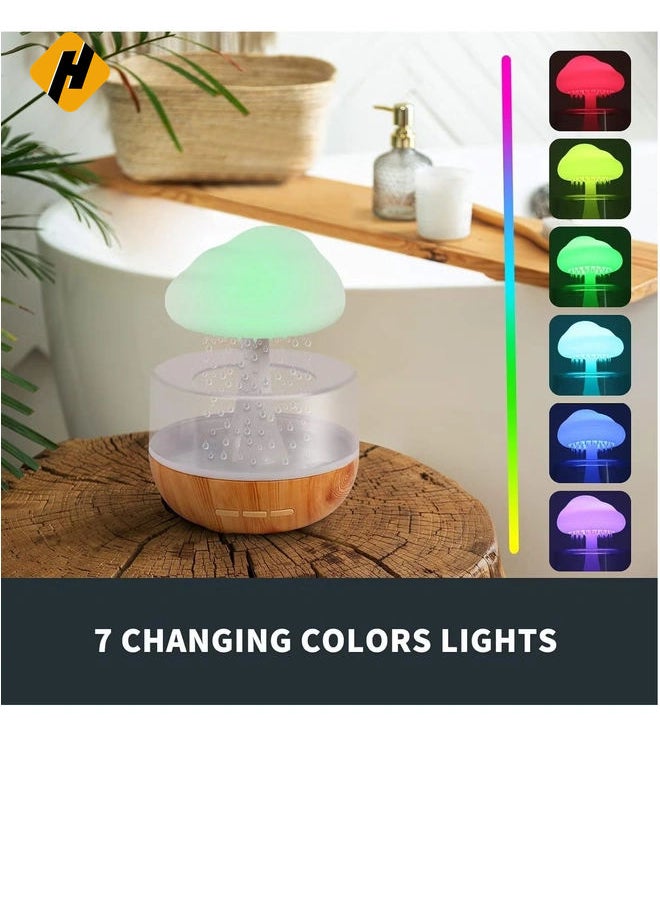 Raining Cloud Night Light Aromatherapy Essential Oil Diffuser Micro Humidifier Desk Fountain Bedside Sleeping Relaxing Mood Water Drop Sound