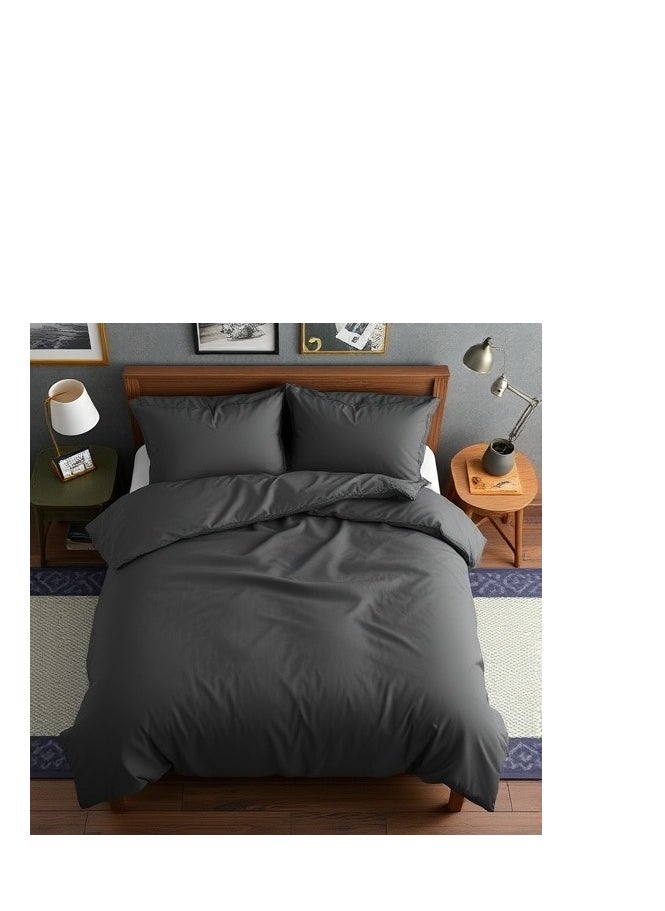 Context Queen Size Dark Grey Soft Wrinkle Free Microfiber Duvet Cover Set Bedding 1 Pcs Duvet Cover 228X228cm with 2 Pcs Pillow Sham Covers 50X66cm