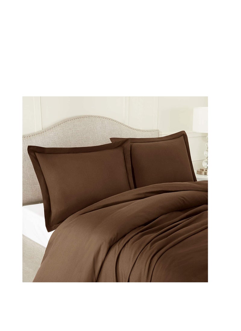 Context Queen Size Brown Soft Wrinkle Free Microfiber Duvet Cover set Bedding 1 Pcs Duvet Cover 228X228cm with 2 Pcs Pillow Sham Covers 50X66cm