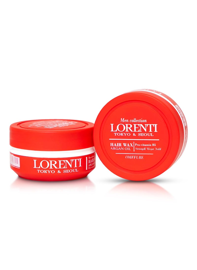 Lorenti Men Collection Tokyo & Seoul Coiffure Men Hair Styling Wax Pro- Vitamin B5 Argan Oil Strong & Mega Hold