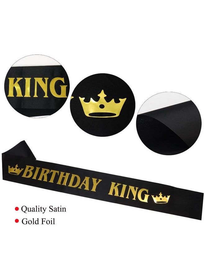 Birthday King Sash For Men Black With Gold Foil Letter Party Decoration Supplies (1)