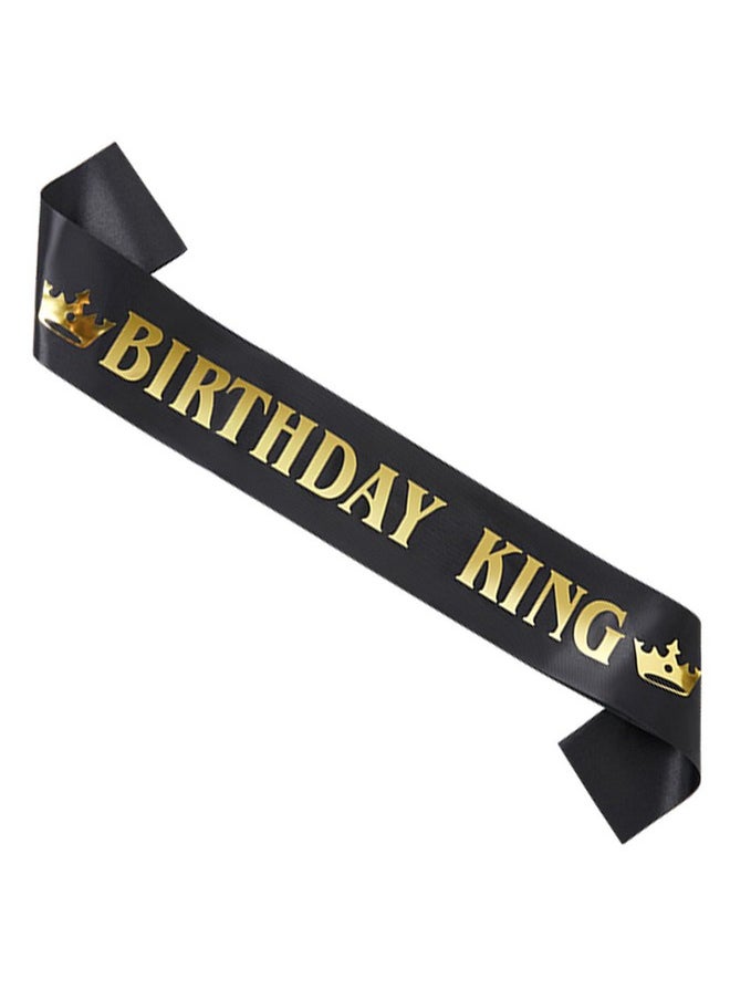 Birthday King Sash For Men Black With Gold Foil Letter Party Decoration Supplies (1)