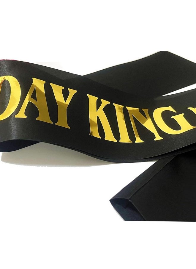 Birthday King Sash For Men Black With Gold Foil Letter Party Decoration Supplies (1)