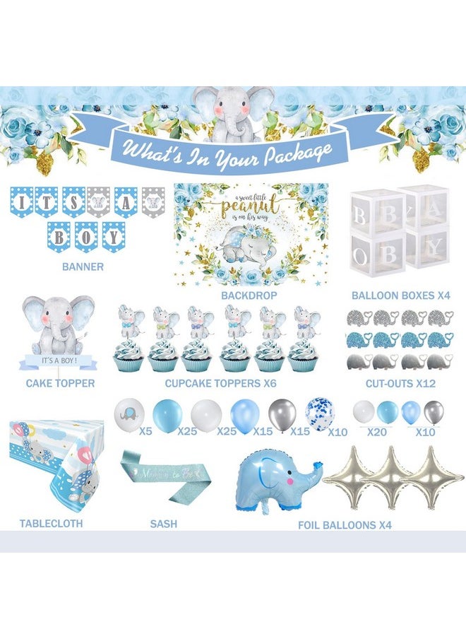 S Elephant Baby Shower Decorations For Boy, Hombae Blue Elephant It’S A Boy Sweet Little Peanut Baby Shower Decorations Backdrop Balloon Garland Banner Box Cutout Tablecloth Cake Topper Sash