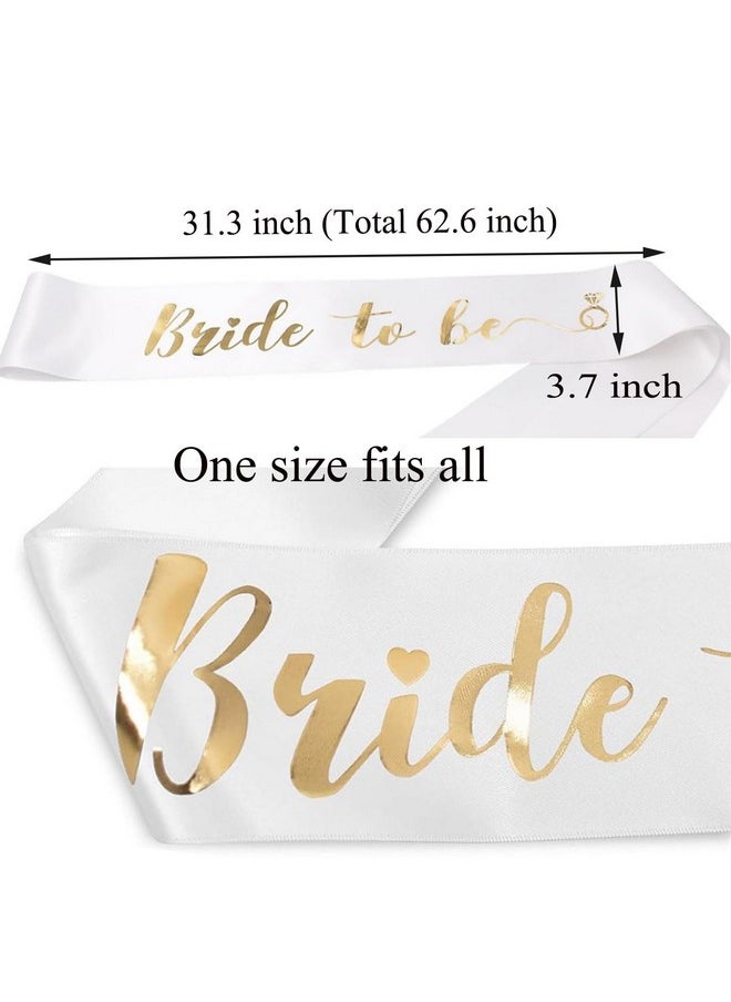 Bride To Be Sash Bachelorette Party White Satin Sash With Gold Foil Lettering Decorations Supplies Accessories Wedding Engagement Party (1 Pcs)