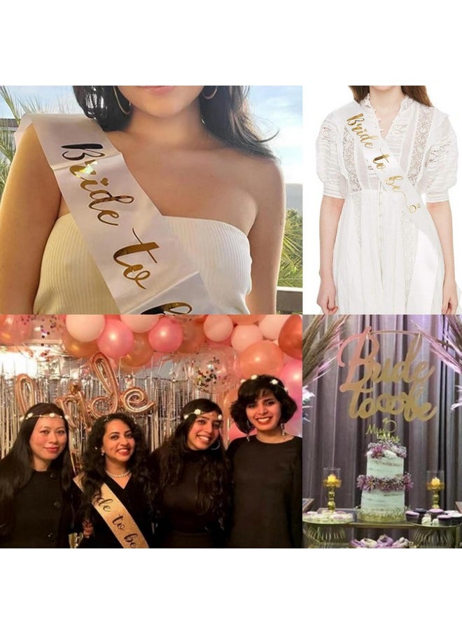 Bride To Be Sash Bachelorette Party White Satin Sash With Gold Foil Lettering Decorations Supplies Accessories Wedding Engagement Party (1 Pcs)