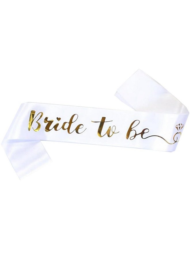 Bride To Be Sash Bachelorette Party White Satin Sash With Gold Foil Lettering Decorations Supplies Accessories Wedding Engagement Party (1 Pcs)