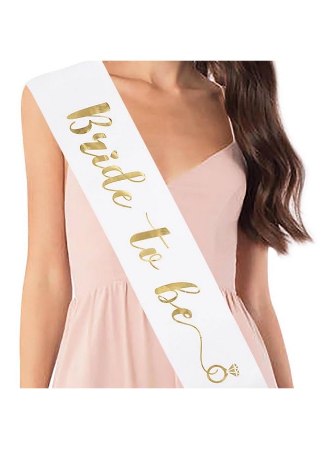 Bride To Be Sash Bachelorette Party White Satin Sash With Gold Foil Lettering Decorations Supplies Accessories Wedding Engagement Party (1 Pcs)