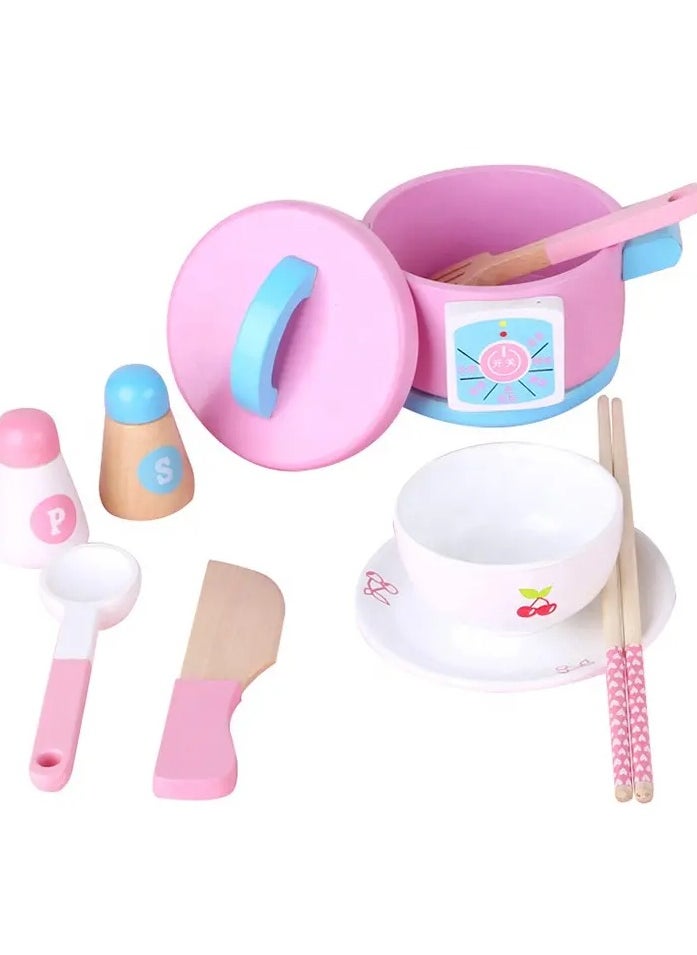 Wooden Play Kitchen Pots and Pans Set | New Arrival Cooking Toy Set for Kids | Pretend Play Kitchen Accessories for Boys & Girls, Safe & Durable Wooden Cookware for Toddlers Ages 3+