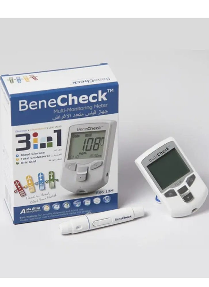 Benecheck Multi-Monitoring System- Glucose+Cholesterol+Uric Acid